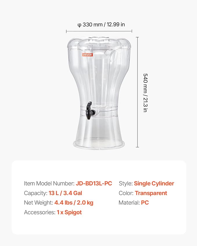 VEVOR Beverage Dispenser, 3.4 Gallon Drink Dispenser - Image 7