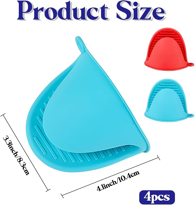 4 PCS Silicone Oven Mitts Heat Resistant Mini Oven Gloves - Image 3