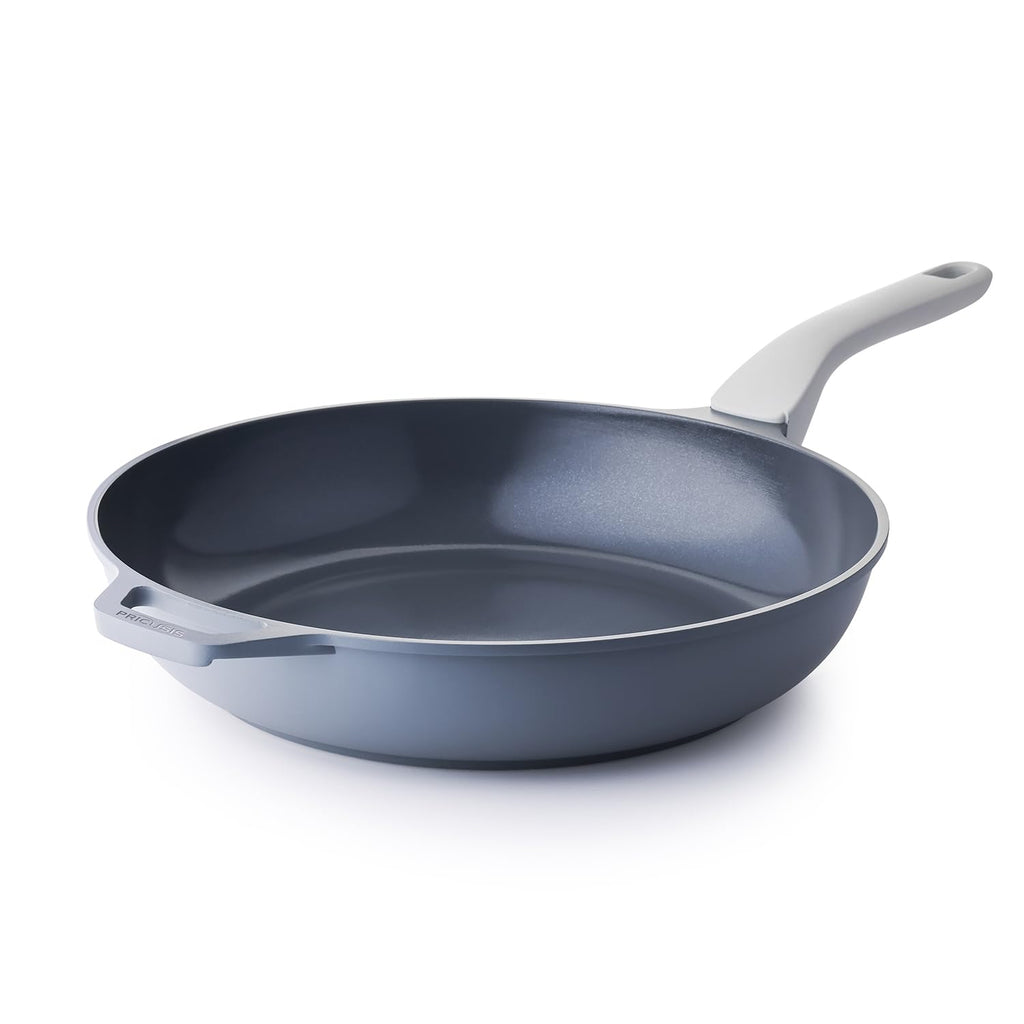 Nonstick Ceramic Frying Pan, 8/10/12 Inch Non Toxic Skillet, Healthy Egg & Omelet & Chef's Pan, PTFE PFOA & PFAS Free, Induction Compatible (12-Inch, Gray)
