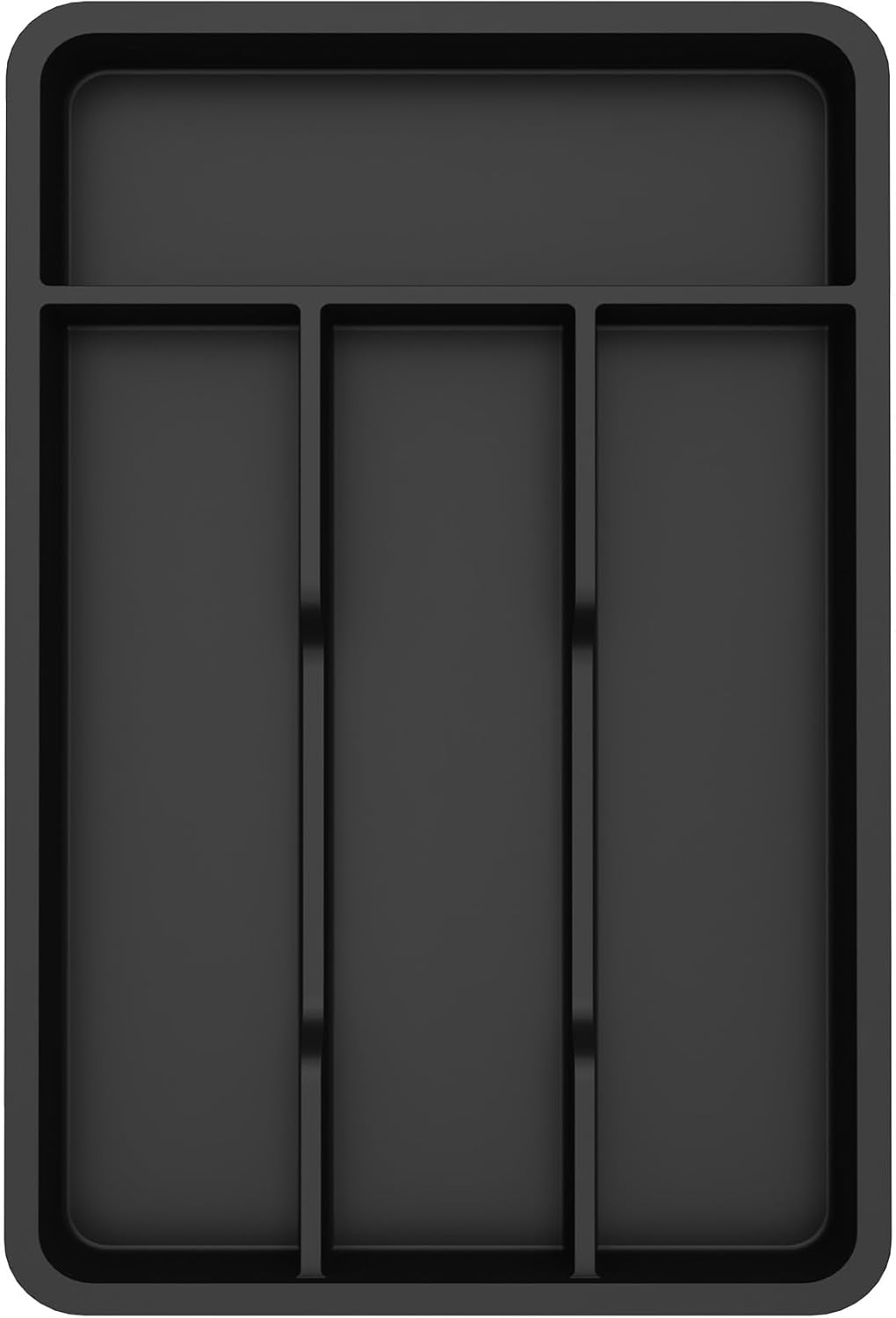 Lifewit Silverware Tray, Cutlery Drawer Organizer Storage for Kitchen, Plastic Flatware Utensil Holder Divider for Spoons Forks Knives Tableware, 4 Compartment, Black