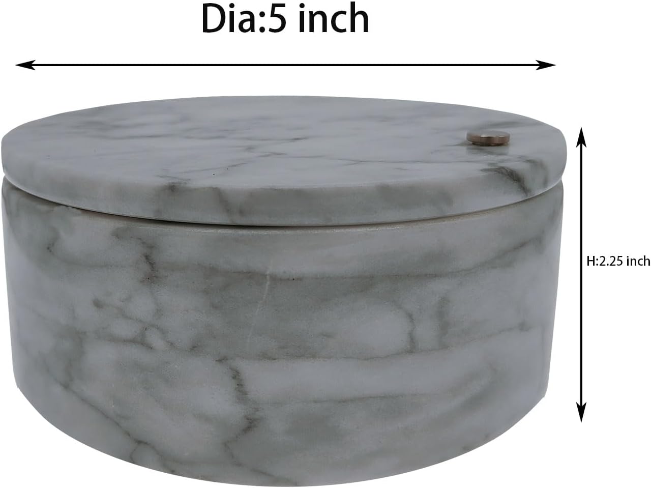 Marble Salt Cellar and Storage Box with Two Compartments Salt Box with Swivel Lid for Storing Spice (White)