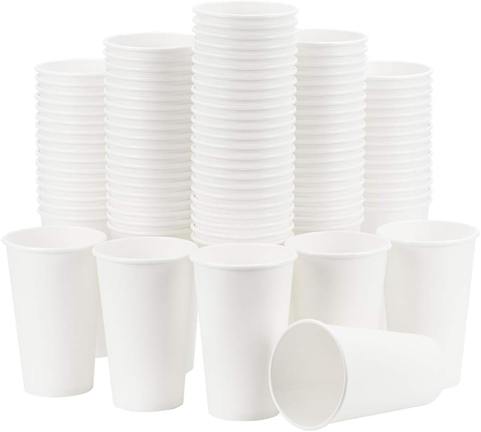 Made-In-USA 16 Ounce Disposable Hot Paper Cups, 1000 Count | Coffee Cups, Leak-Free Food Safe for Hot Drinks, White (16 oz)