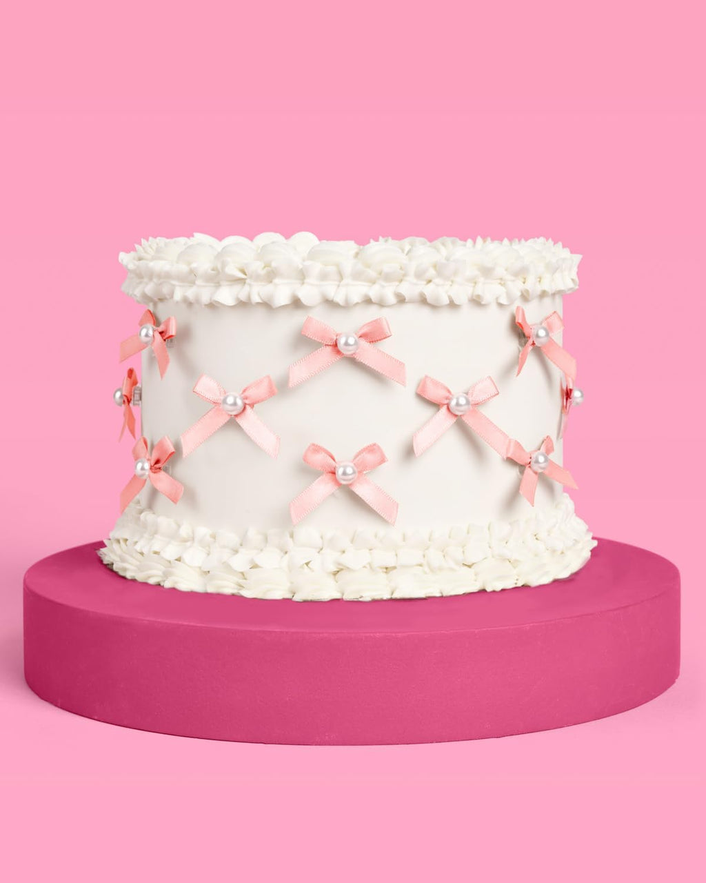 xo, Fetti Mini Pink Bow + Pearl Cake Toppers | 12 pcs | Bachelorette Party Decoration, Birthday Candle Accessory, Engagement Dessert Decor, Bridal Food Supplies