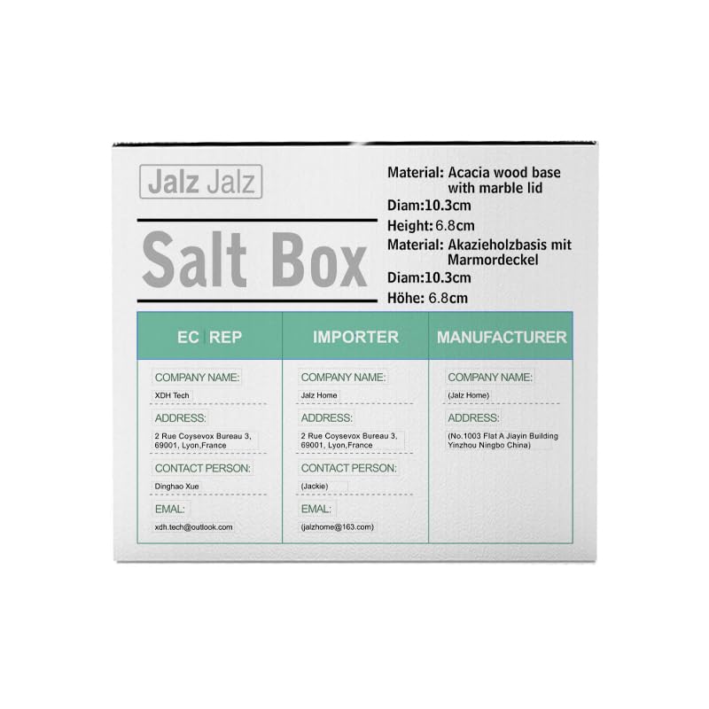 Large Wood Salt Box Salt cellar with Spoon Spice Salt Container salt holder Solid Natural Acacia Base White Grey Marble Lid Decorative Box Bowl Big Capacity Salt Cellar Spice Cellar