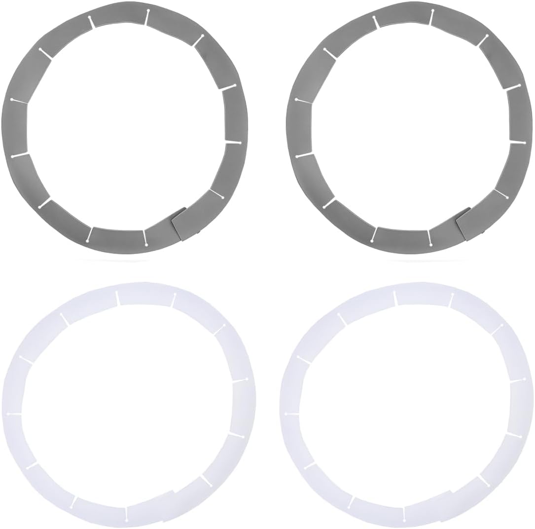 Adjustable Pie Crust Shields, Silicone Baking Protectors, Cover Ring Tools Fits 8-11.4 Inch Pies, Baking Pie Pizza Crust Shield Protector Cover for Edges ﻿ (Grey 2 + Transparent 2)