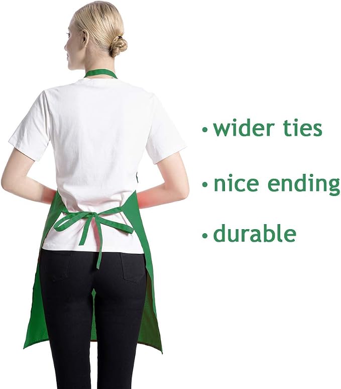 Total 12 PCS Plain Bib Blackish Green Bulk Aprons - Image 5