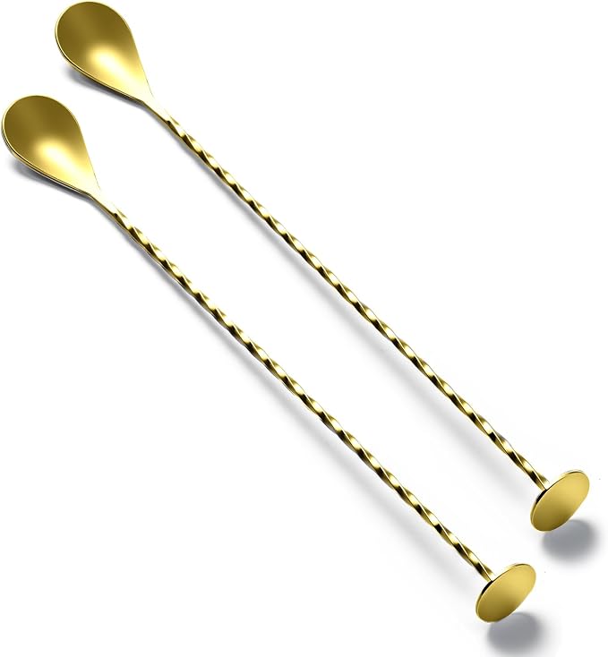 BRIOUT 2 Pcs Bar Spoon, 12 Inches Long Handle Drink Stirrer, Stainless Steel by Briout