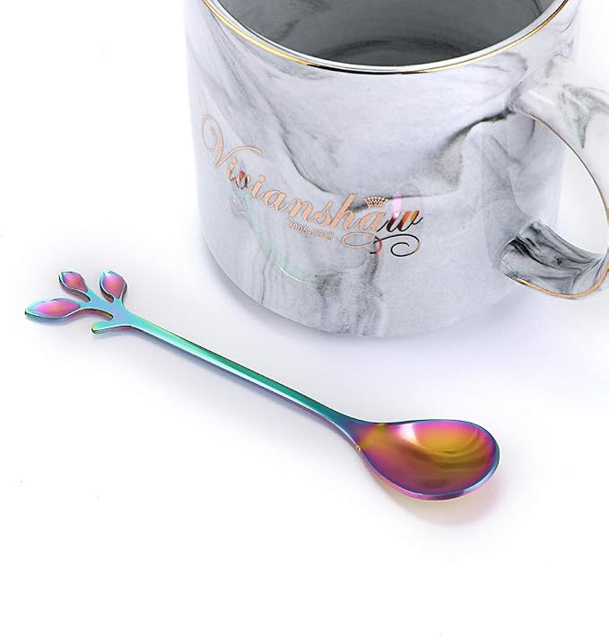 AnSaw Elegant Rainbow Leaf Coffee Spoons - Image 6