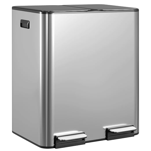 PayLessHere Trash Can, 16 Gallon 60 Liter Rectangular Trash Cans Stainless by PayLessHere