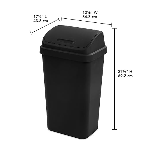 Sterilite Wastebasket SWINGTOP BLK 13GA 10899004 - Image 3
