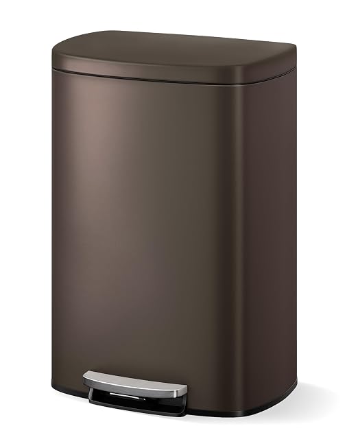 GarveeHome Stainless Steel Kitchen Trash Can, 13 Gal / 50 L Step-On Garbage Bin by GarveeHome