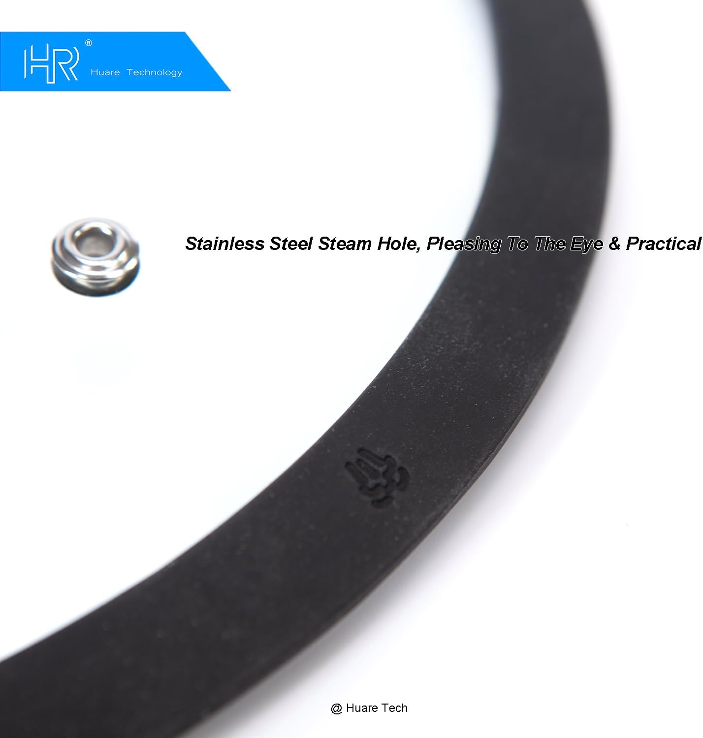 Silicon Glass Lid for Pot,Pan,Skillet Fits 11"(28CM) Cookware Silicon lid Dishwasher Safe, Replacement Lid Vented Tempered Glass with Heat Resistant Silicone Rim By HR Huare Technology,Black,1 Pack