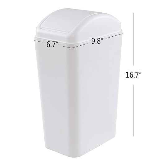 Plastic Waste Bin with Swing Lid, 14 Liter Garbage Can, 1 Pack - Image 2