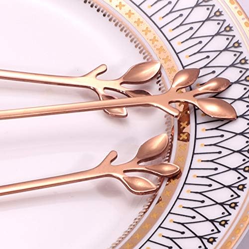 AnSaw Elegant Rose Gold Leaf Coffee Spoons - Image 7
