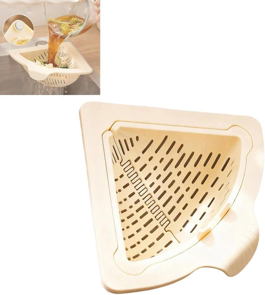 Magnetic Drainage & Filter Basket, Punch-Free Triangular Sink Strainer with Twist-Open Bottom, Strong Magnetic Fixation, Corner Kitchen Organizer for Washing Fruits & Vegetables(Color c)