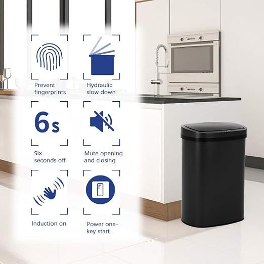 Stainless Steel Kitchen Trash Can Bathroom Bedroom Office Waste Bin - Image 3