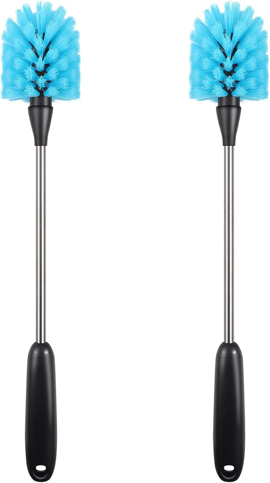 Stainless Steel Long Handle Water Bottle Brush, Flexible Scrubbing Brush for Cleaning Water Bottles, Baby Water Bottles, Glassware, Food Jars, Sports Jugs, Sobriety Jugs, 2 Pack, 15 in.