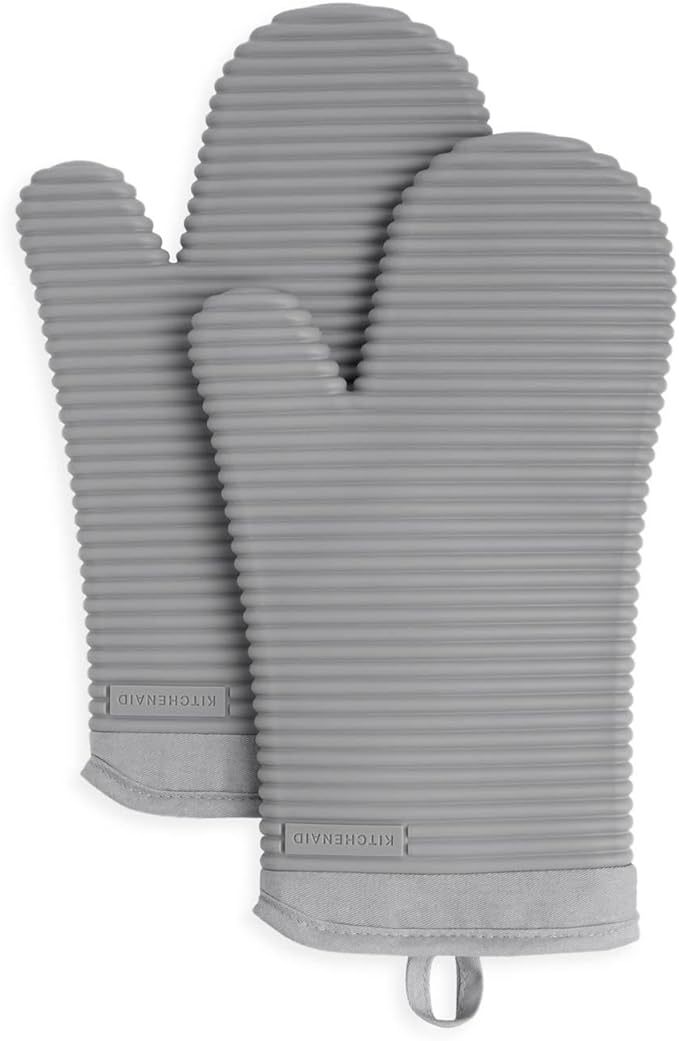 KITCHENAID Ribbed Soft Silicone Oven Mitt 2-Pack Set by KitchenAid