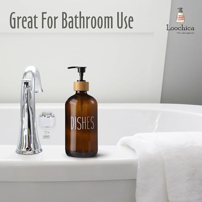 LOOCHICA Dish Amber Glass Soap Dispenser - Image 8