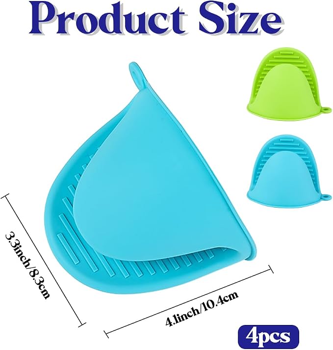 4 PCS Silicone Oven Mitts Heat Resistant Mini Oven Gloves - Image 3