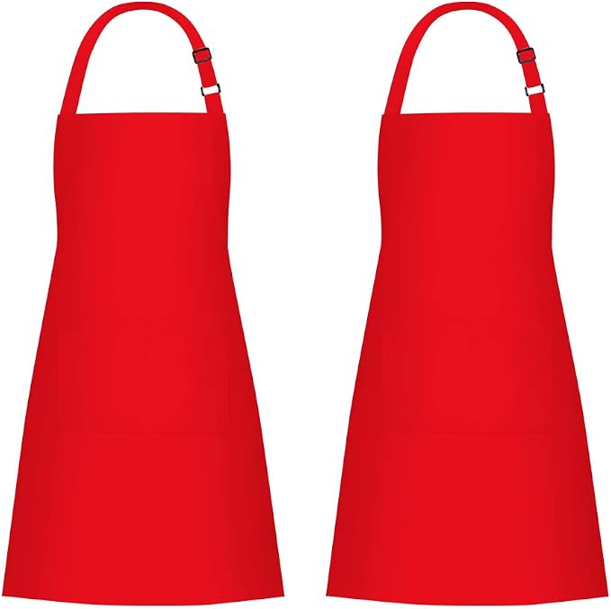 Jubatus 2 Pack Bib Aprons with 2 Pockets Cooking Chef Kitchen Apron by Jubatus