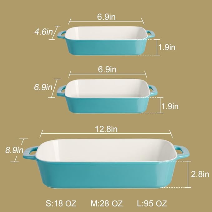 Sweejar Ceramic Bakeware Set, Rectangular Baking Dish - Image 6