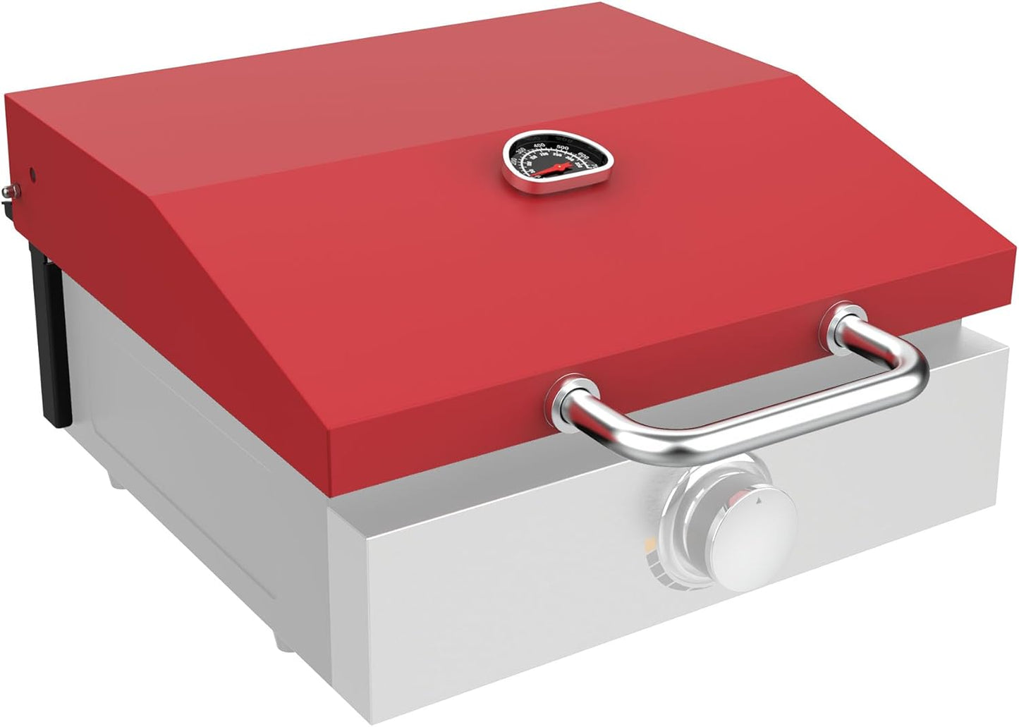 Hard Cover Hood with Temperature Gauge for Blackstone 17 inch Table Top Griddle, Hinged Lid for Blackstone 17" Front or Rear Grease Model 1650, 1832 and More Portable Grill, Red