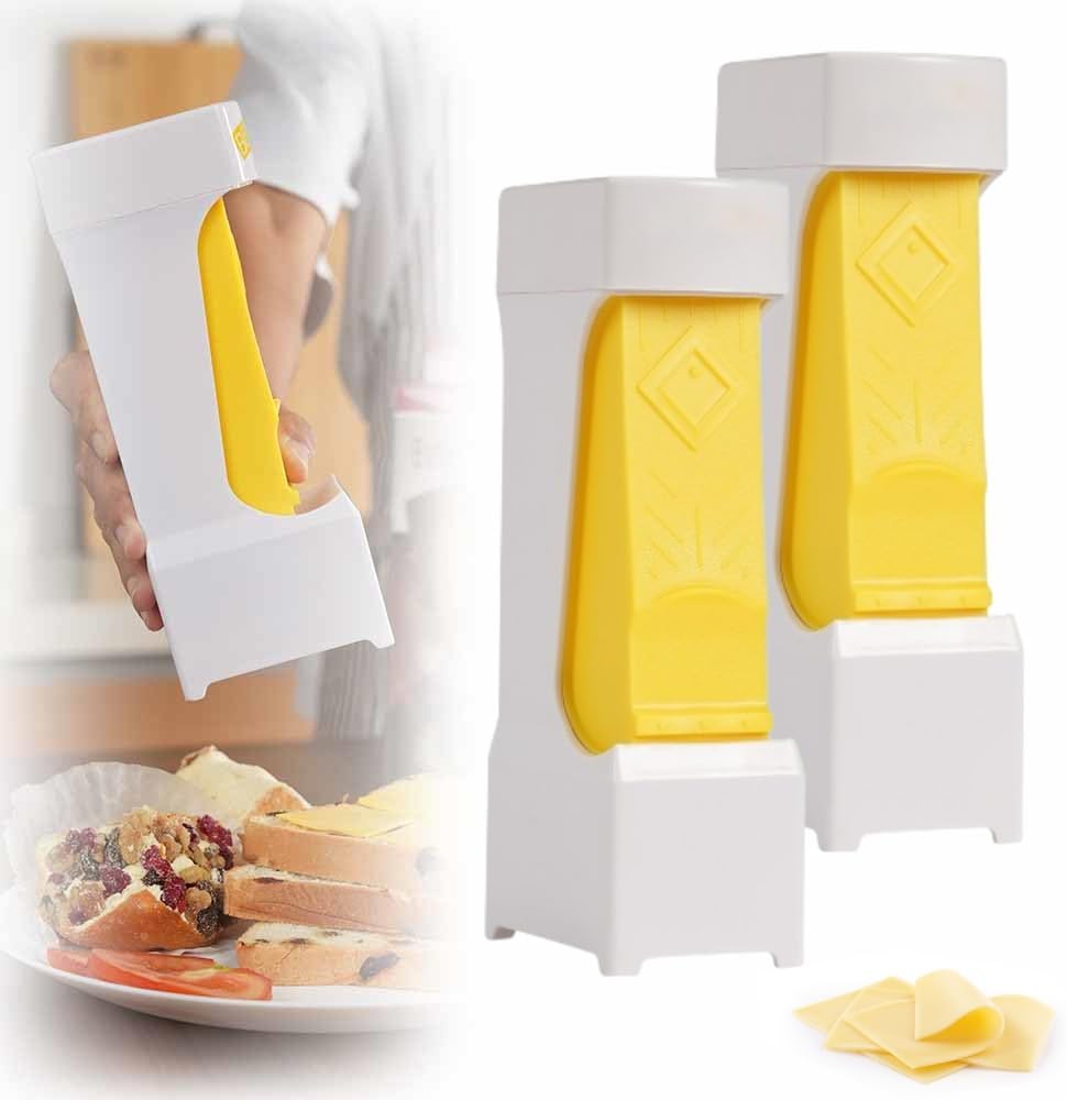 Butter Cutter, One-Click Butter Cutter,2025 NEW Single-Stick Butter Cutter, Butter Dispenser with Stainless Steel Blade and Storage Case for Quickly Making Bread, Cakes, Breakfast (2PCS)