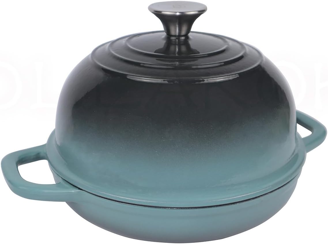 Dutch Oven for Bread Baking, Enameled Cast Iron Dutch Oven Pot with Lid, Bread Oven for Sourdough Bread Baking, Cast Iron Bread Pan, 5 qt Cyan