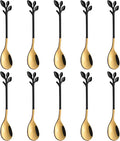 AnSaw Elegant Black & Gold Leaf Espresso Spoons by AnSaw