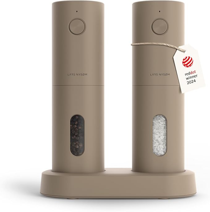LARS NYSØM Electric Salt and Pepper Grinder Set, USB Rechargeable, Automatic by LN