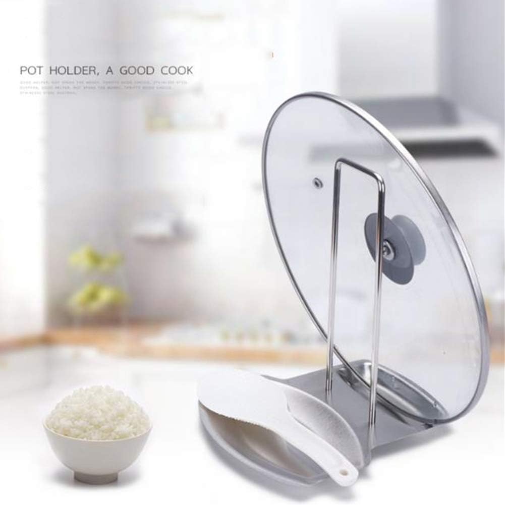 Pot Lid Holder Spoon Rest,Stainless Steel Utensils Pan Pot Cover Lid Rack Stand Organizer,Multifunctional Storage Soup Spoon Rests Rack Kitchen Decor Tool