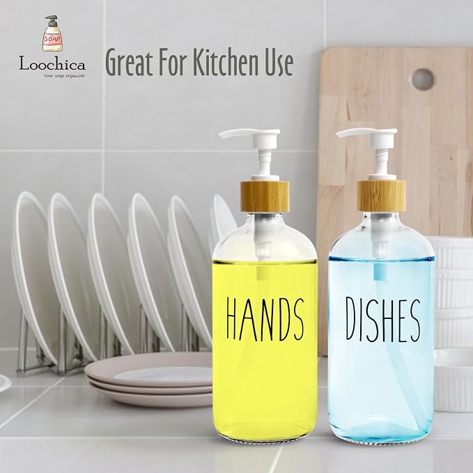 LOOCHICA 2 Pack Clear Glass Soap Dispenser - Image 6