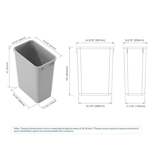 Dowell 35Qt Wastebasket Trash Container, - Image 7