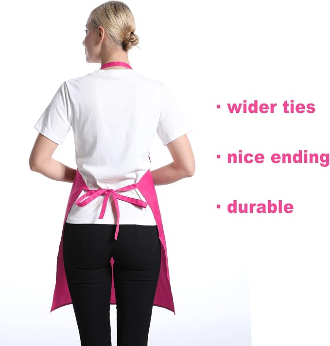 12 Pcs Bib Bulk Hot Pink Aprons - Image 4