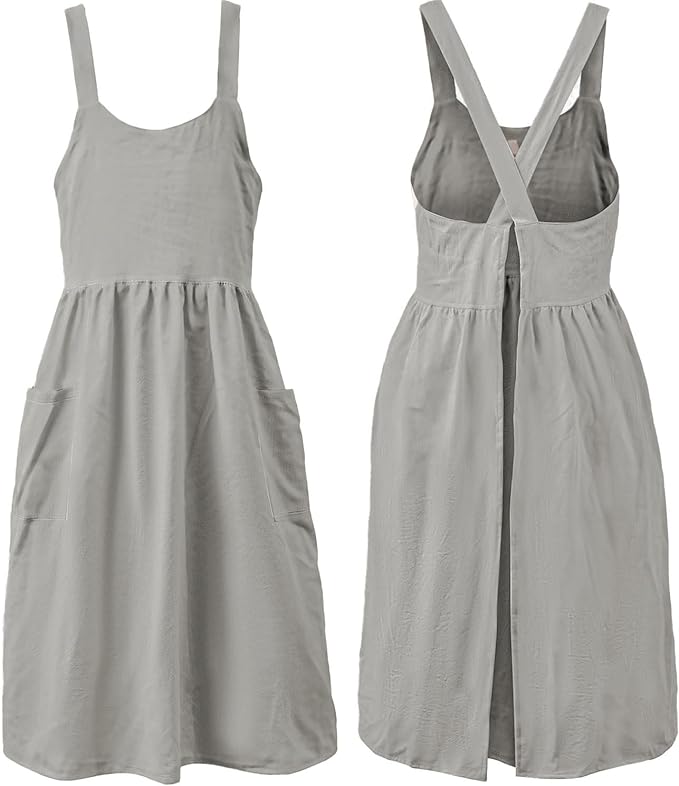 Uaussi Cotton Linen Apron Cross Back Work Apron by Uaussi
