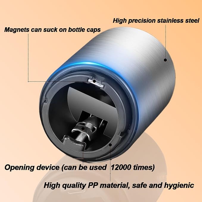 2PCS Beer Bottle Opener with Magnetic Cap, Automatic Stainless Steel One-Handed - Image 6