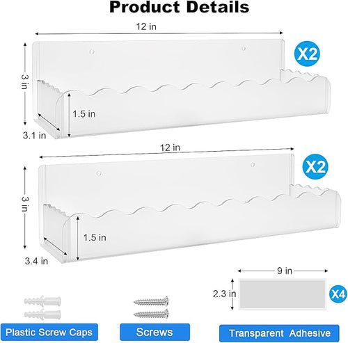 12 inch Spice Rack Wall Mounted, 4 Pack Spice Organizer Shelf - Image 2