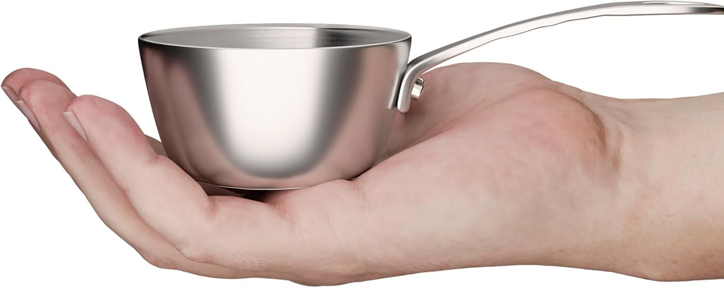 Macevia Mini Sauce Pan,18/10 Stainless Steel Butter Warmer Small Pot Cooking with Handle, Multipurpose Use for Home Kitchen or Restaurant (5oz/150ml) - Silver