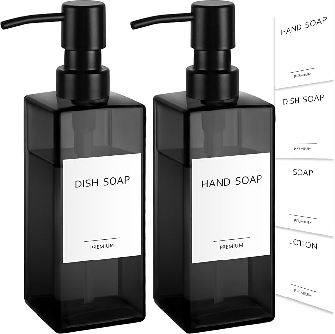 GMISUN Black Glass Soap Dispenser, Hand Soap Dispenser by GMISUN