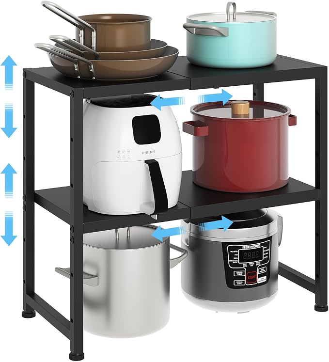 2-Tier Expandable Metal Storage Shelves, 150LBS Heavy Duty Shelving Units and by Cidaziya