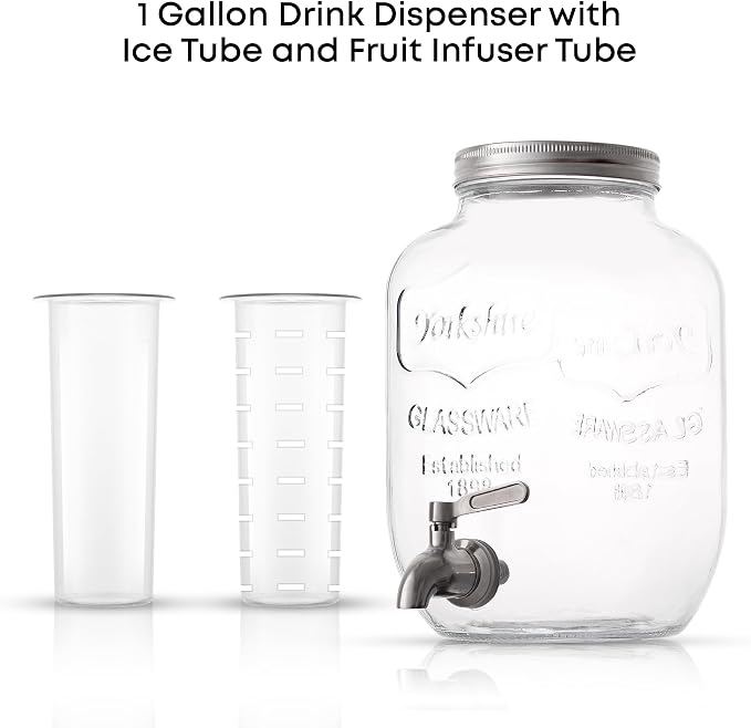 1-Gallon Drink Dispenser. Glass Beverage Dispenser - Image 2