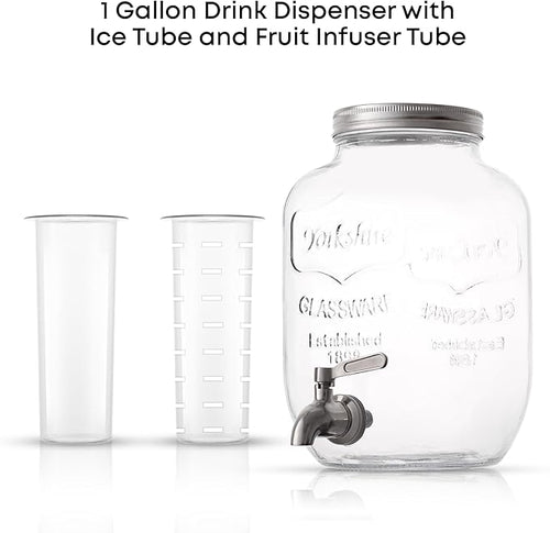 1-Gallon Drink Dispenser. Glass Beverage Dispenser - Image 2