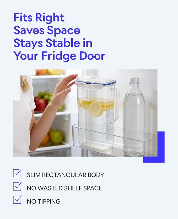 LocknLock Aqua Fridge Door Water Jug | Clear Pitcher | BPA Free Plastic Pitcher - Image 4