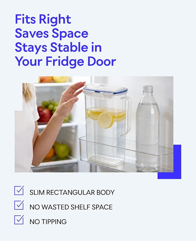 LocknLock Aqua Fridge Door Water Jug | Clear Pitcher | BPA Free Plastic Pitcher - Image 3