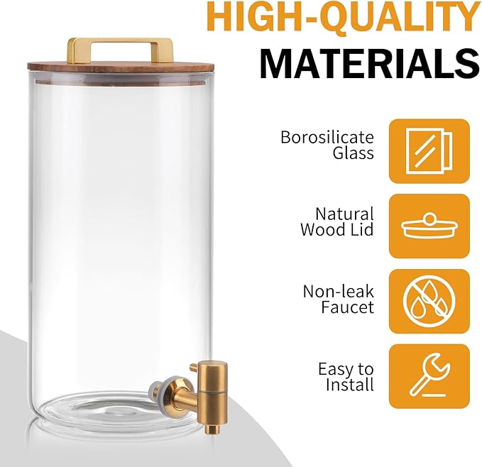 2 PCS 1.5 Gallon Glass Drink Dispenser, Beverage Dispenser - Image 5