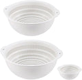 Colander Bowl Set of 2, Nesting Large Capacity Plastic Food Strainer by Lumumix