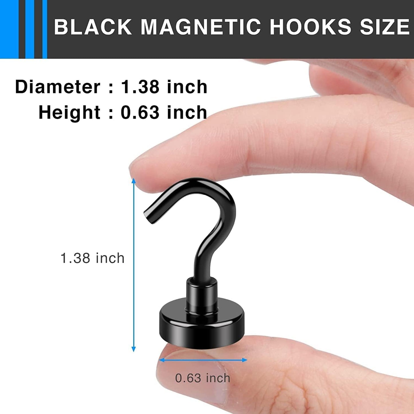 LOVIMAG Magnetic Hooks，30Lbs Black Magnet Hooks for Cruise Cabin, Magnetic Hooks for Hanging, Fridge, Classroom, Refrigerator, Ceiling, Office, Kitchen. Grill, Garage-18Pack