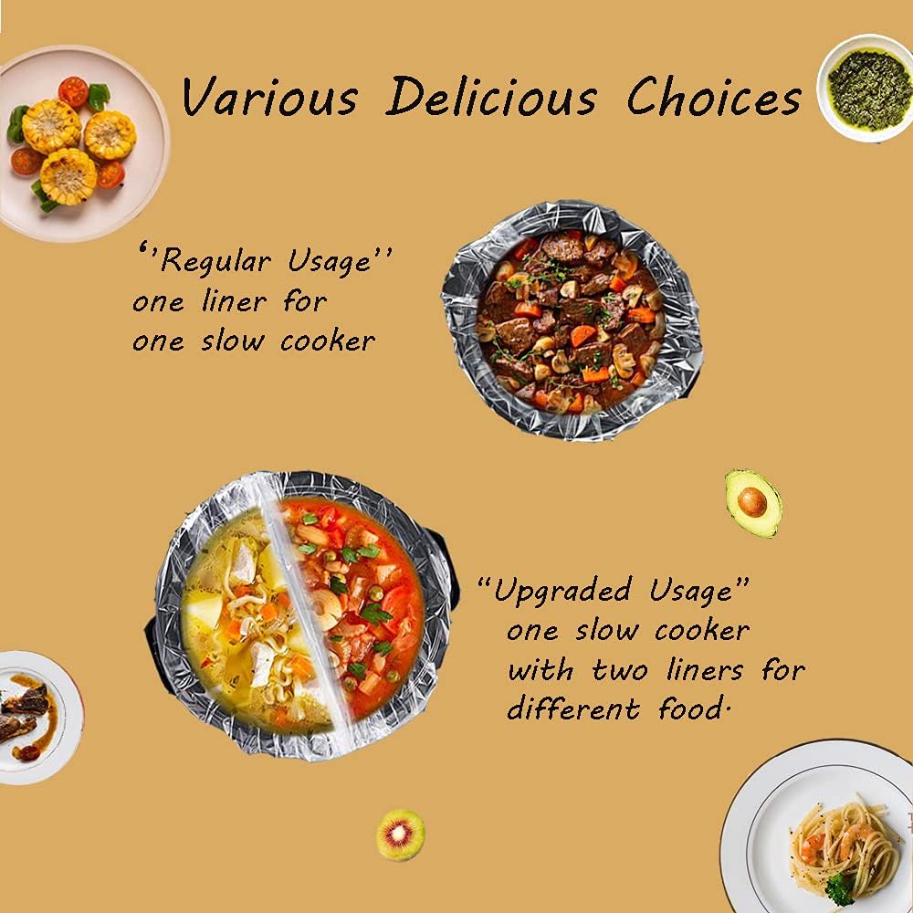 40 Counts Slow Cooker Liners and Cooking Bags, Extra Large Size Fits 6-10QT Pot, 14"x 22", BPA Free, Suitable for Oval & Round Pot -2 Pack