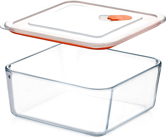 NUTRIUPS 2.6QT Square Glass Baking Dish with Lid, 8×8 inches Deep Square Baking Dish with Lid, Glass Baking Dishes for Oven